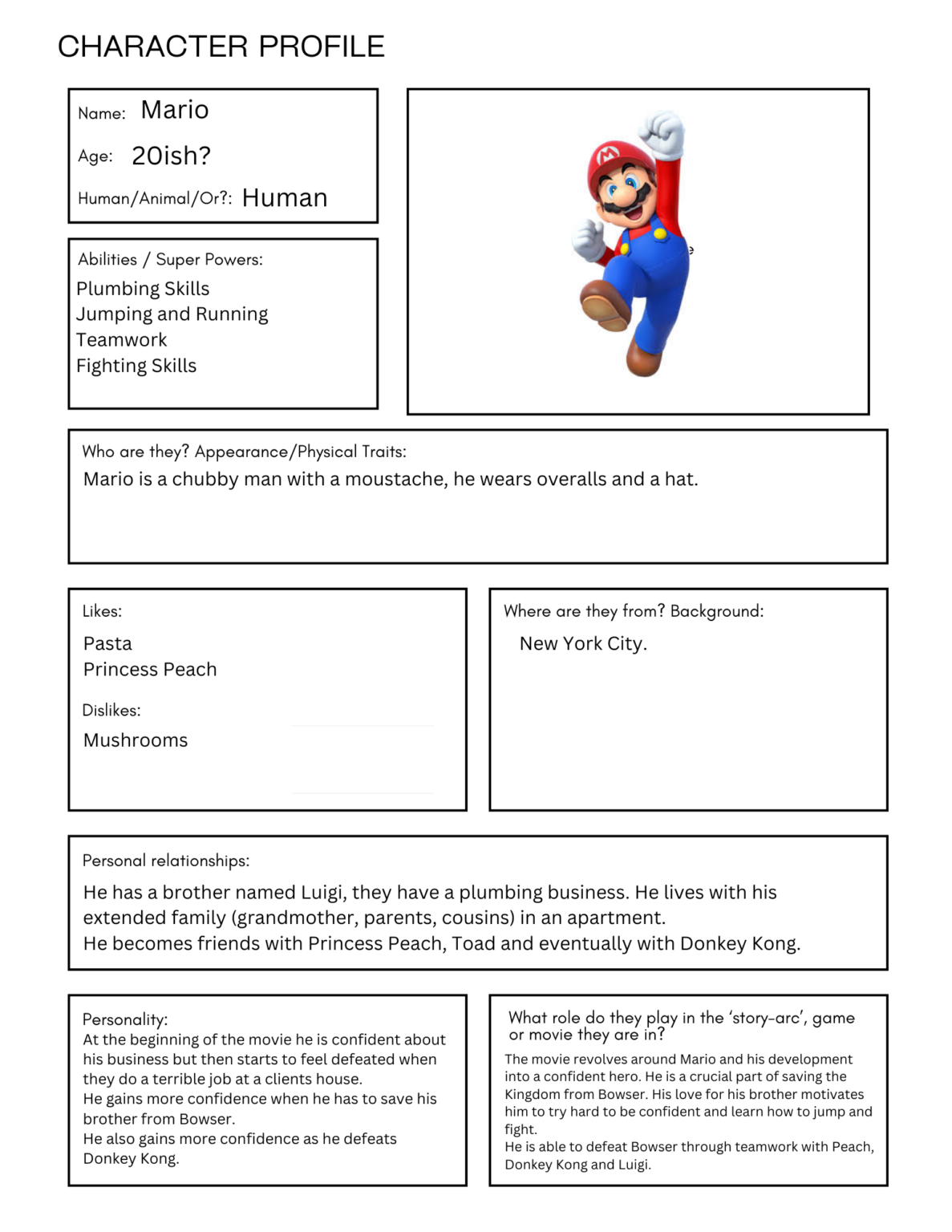 Character Research – Arts and Justice